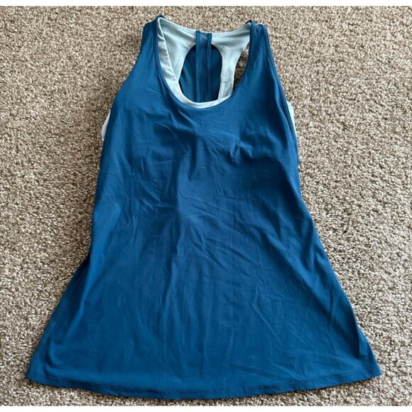 Lululemon‎ Cross Conditioning 2-In-1 Tank *Medium Support Carbon Blue Haze Sz 4 - Picture 5 of 7